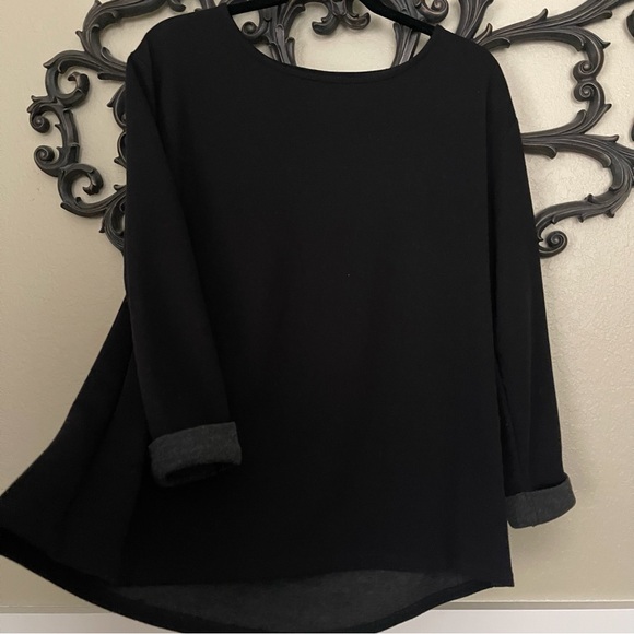 Cable & Gauge Tops - Cable and Gauge Top Scoop Neck 3/4 Length Roll Cuff Sleeve Size Large